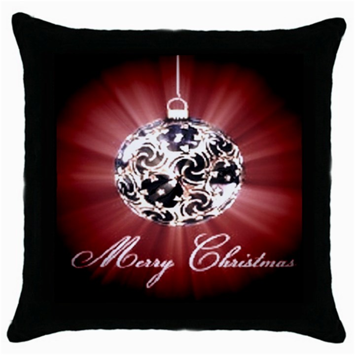 Merry Christmas Ornamental Throw Pillow Case (Black)