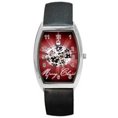 Merry Christmas Ornamental Barrel Style Metal Watch