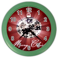 Merry Christmas Ornamental Color Wall Clock by christmastore