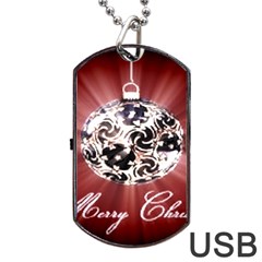 Merry Christmas Ornamental Dog Tag Usb Flash (one Side)