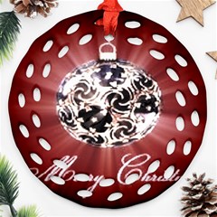 Merry Christmas Ornamental Ornament (round Filigree) by christmastore