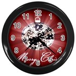 Merry Christmas Ornamental Wall Clock (Black) Front