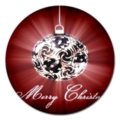 Merry Christmas Ornamental Magnet 5  (round) by christmastore