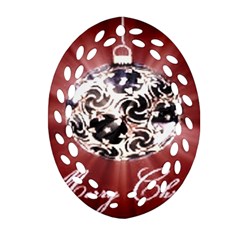 Merry Christmas Ornamental Oval Filigree Ornament (two Sides)