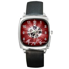 Merry Christmas Ornamental Square Metal Watch by christmastore