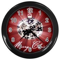 Merry Christmas Ornamental Wall Clock (black) by christmastore