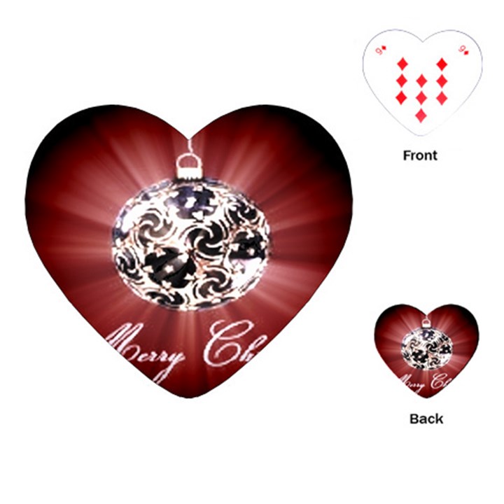 Merry Christmas Ornamental Playing Cards Single Design (Heart)