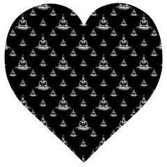 Buddhism Motif Print Pattern Design Wooden Puzzle Heart by dflcprintsclothing