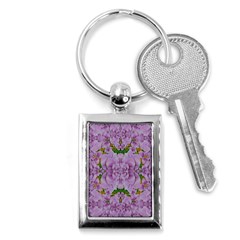 Fauna Flowers In Gold And Fern Ornate Key Chain (rectangle) by pepitasart