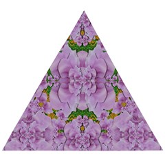 Fauna Flowers In Gold And Fern Ornate Wooden Puzzle Triangle by pepitasart