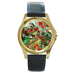 Eden Garden 1 3 Round Gold Metal Watch by bestdesignintheworld