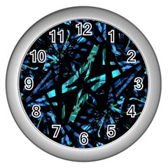 Modern Abstract Geo Print Wall Clock (silver) by dflcprintsclothing