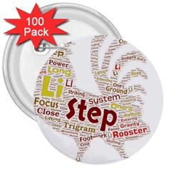 Fighting Golden Rooster  3  Buttons (100 Pack)  by Pantherworld143