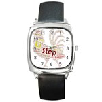 Fighting Golden Rooster  Square Metal Watch Front