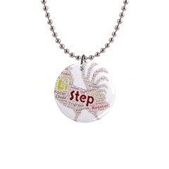 Fighting Golden Rooster 1  Button Necklace