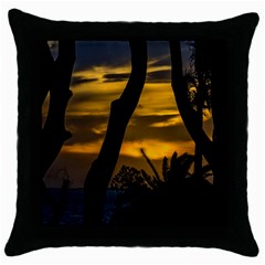 Silhouette Sunset Landscape Scene, Montevideo   Uruguay Throw Pillow Case (black) by dflcprints