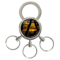 Silhouette Sunset Landscape Scene, Montevideo   Uruguay 3-ring Key Chain by dflcprints