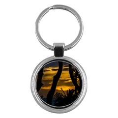 Silhouette Sunset Landscape Scene, Montevideo   Uruguay Key Chain (round) by dflcprints