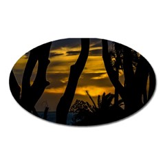 Silhouette Sunset Landscape Scene, Montevideo   Uruguay Oval Magnet by dflcprints