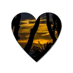 Silhouette Sunset Landscape Scene, Montevideo   Uruguay Heart Magnet by dflcprints