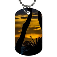 Silhouette Sunset Landscape Scene, Montevideo   Uruguay Dog Tag (one Side) by dflcprints