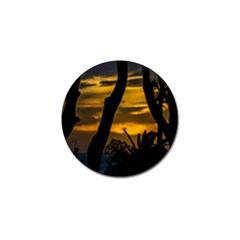 Silhouette Sunset Landscape Scene, Montevideo   Uruguay Golf Ball Marker by dflcprints