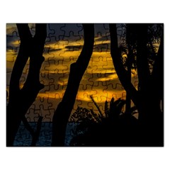 Silhouette Sunset Landscape Scene, Montevideo   Uruguay Rectangular Jigsaw Puzzl by dflcprints