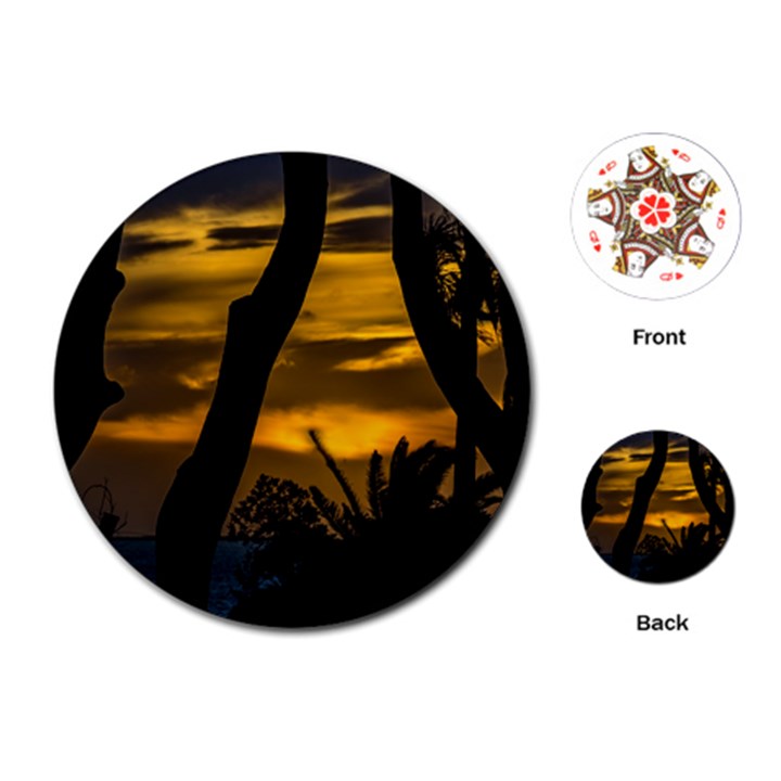 Silhouette Sunset Landscape Scene, Montevideo   Uruguay Playing Cards Single Design (Round)