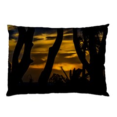 Silhouette Sunset Landscape Scene, Montevideo   Uruguay Pillow Case by dflcprints