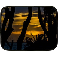 Silhouette Sunset Landscape Scene, Montevideo   Uruguay Double Sided Fleece Blanket (mini)  by dflcprints