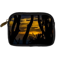 Silhouette Sunset Landscape Scene, Montevideo   Uruguay Digital Camera Leather Case by dflcprints