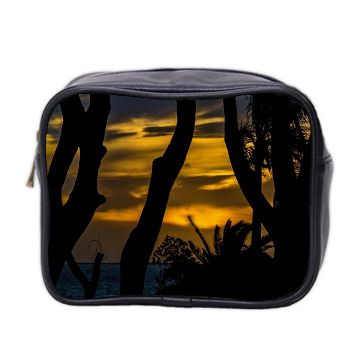 Silhouette Sunset Landscape Scene, Montevideo   Uruguay Mini Toiletries Bag (Two Sides)