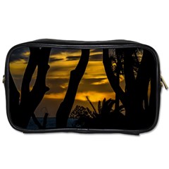 Silhouette Sunset Landscape Scene, Montevideo   Uruguay Toiletries Bag (one Side) by dflcprints