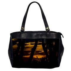 Silhouette Sunset Landscape Scene, Montevideo   Uruguay Oversize Office Handbag by dflcprints