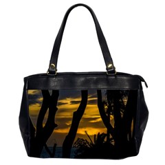 Silhouette Sunset Landscape Scene, Montevideo   Uruguay Oversize Office Handbag (2 Sides) by dflcprints