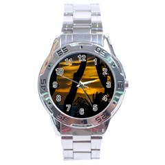 Silhouette Sunset Landscape Scene, Montevideo   Uruguay Stainless Steel Analogue Watch by dflcprints