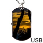 Silhouette Sunset Landscape Scene, Montevideo   Uruguay Dog Tag USB Flash (One Side) Front