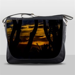 Silhouette Sunset Landscape Scene, Montevideo   Uruguay Messenger Bag by dflcprints