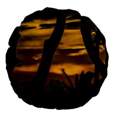 Silhouette Sunset Landscape Scene, Montevideo   Uruguay Large 18  Premium Round Cushions by dflcprints