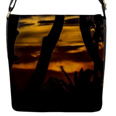 Silhouette Sunset Landscape Scene, Montevideo   Uruguay Flap Closure Messenger Bag (s) by dflcprints