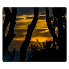 Silhouette Sunset Landscape Scene, Montevideo   Uruguay Double Sided Flano Blanket (small)  by dflcprints