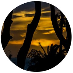 Silhouette Sunset Landscape Scene, Montevideo   Uruguay Wooden Bottle Opener (round) by dflcprints