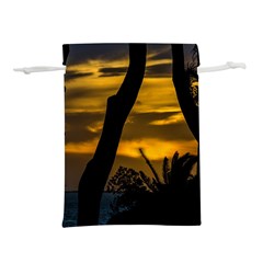 Silhouette Sunset Landscape Scene, Montevideo   Uruguay Lightweight Drawstring Pouch (l) by dflcprints