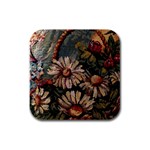 Old Embroidery 1 1 Rubber Square Coaster (4 pack)  Front