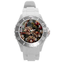 Old Embroidery 1 1 Round Plastic Sport Watch (l) by bestdesignintheworld