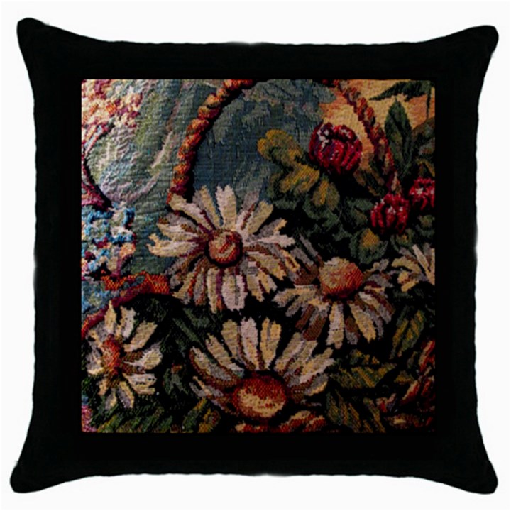 Old Embroidery 1 1 Throw Pillow Case (Black)