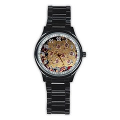 Old Embroidery 1 2 Stainless Steel Round Watch by bestdesignintheworld