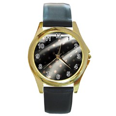 Polka Dots 1 1 Round Gold Metal Watch by bestdesignintheworld