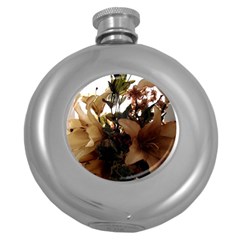 Lilies 1 1 Round Hip Flask (5 Oz) by bestdesignintheworld