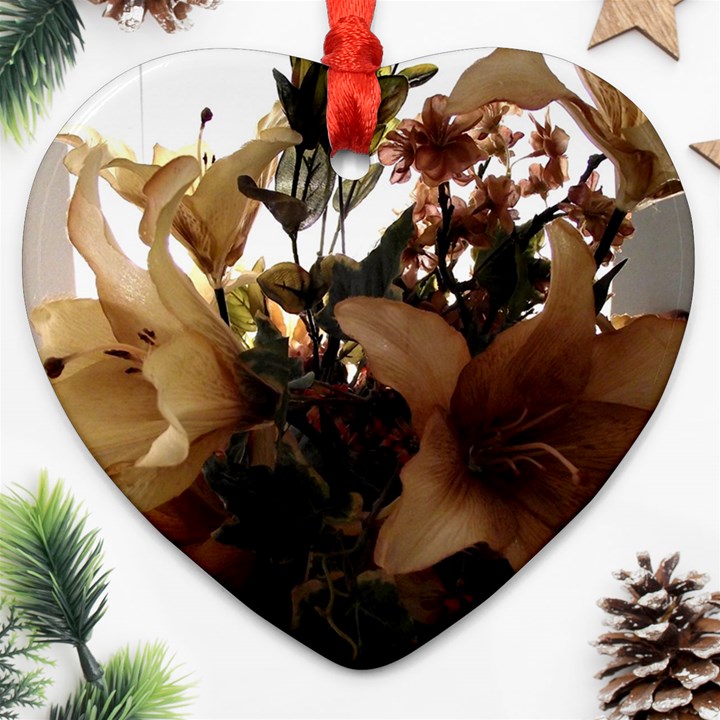 Lilies 1 1 Heart Ornament (Two Sides)